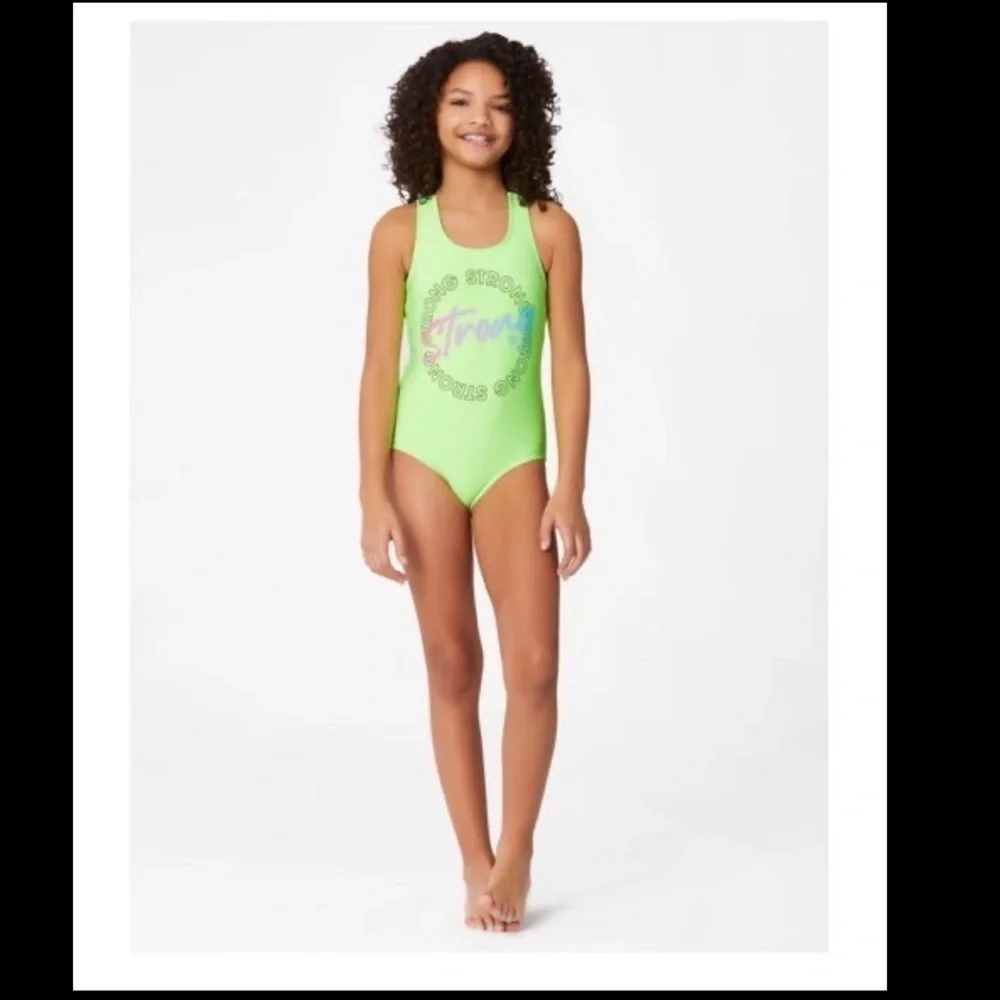 Justice Girls One Piece Cross Strap Strong Swimsuit SIZE 10